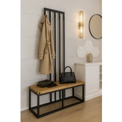 Ławka Metalowa Z Wieszakiem Loft Siedzisko Drewno Lite Dąb LM-97 Rozmiary od 50 cm do 200 cm
